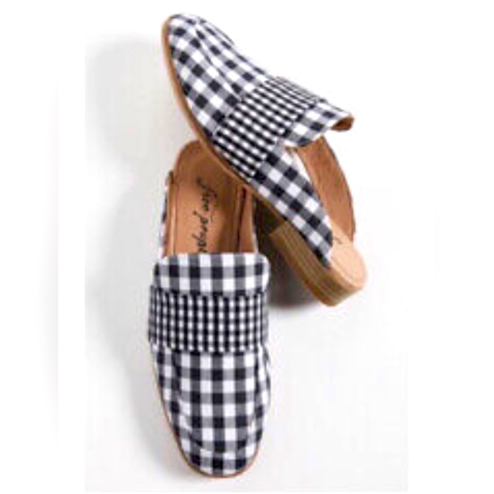 Free People Black and White Gingham Loafers